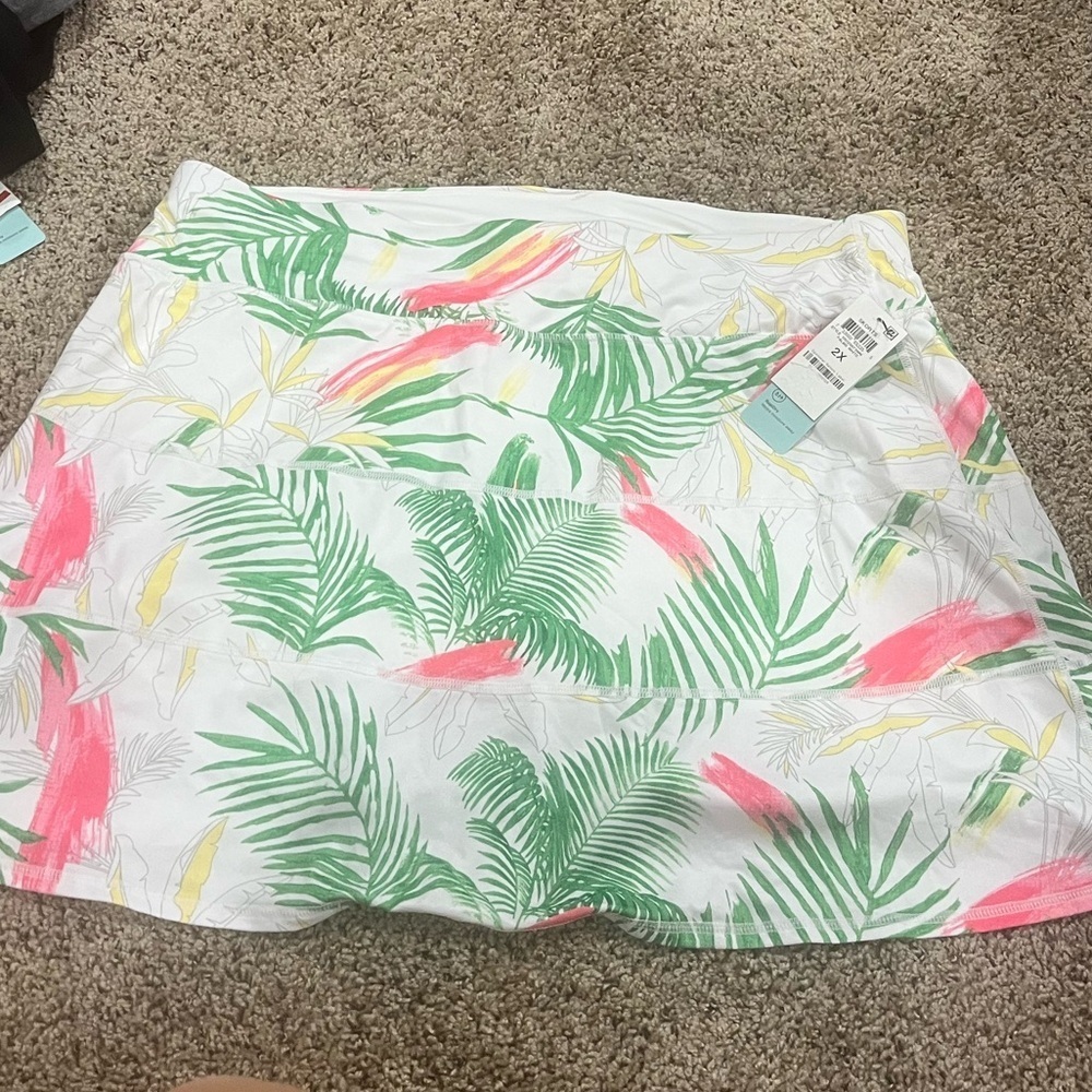NEW! Ideology Women’s Plus Size Tiered Quick Dry Tropical Print Skort - Picture 4 of 4